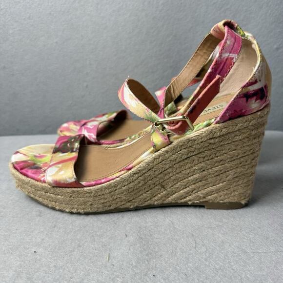 Steve Madden Montauk Espadrille Platform Wedge Sandals Floral Fabric Size 8.5 - Picture 6 of 12